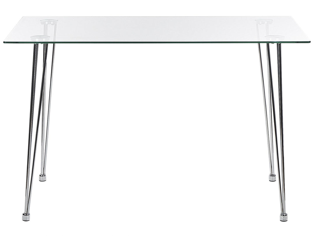 Glass Top Dining Table 120 x 70 cm Silver Feitoza