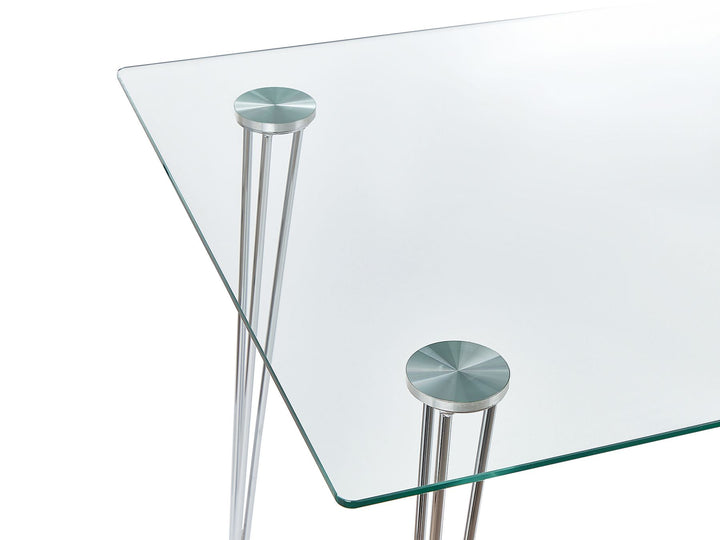 Glass Top Dining Table 120 x 70 cm Silver Feitoza