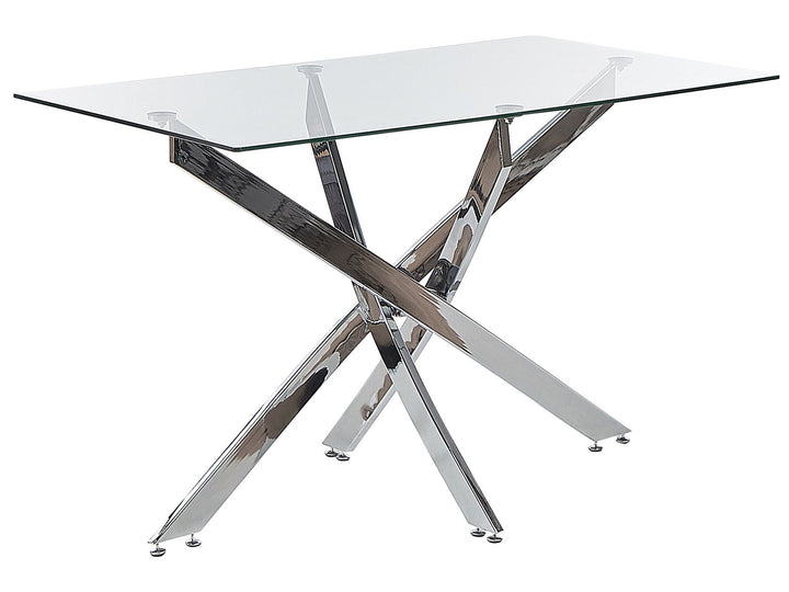 4 Seater Glass Top Dining Table Silver Tierra