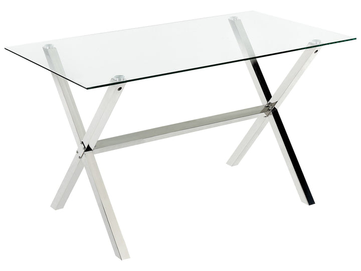 Glass Top Dining Table 130 x 70 cm Silver Fung