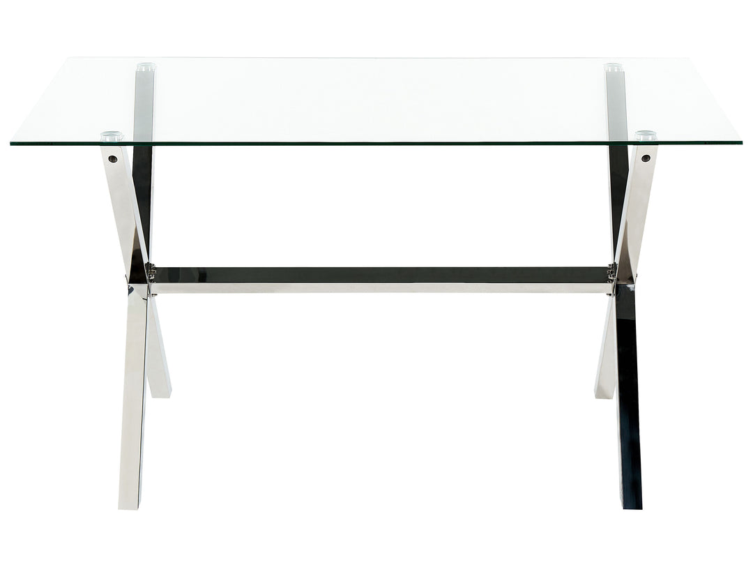 Glass Top Dining Table 130 x 70 cm Silver Fung