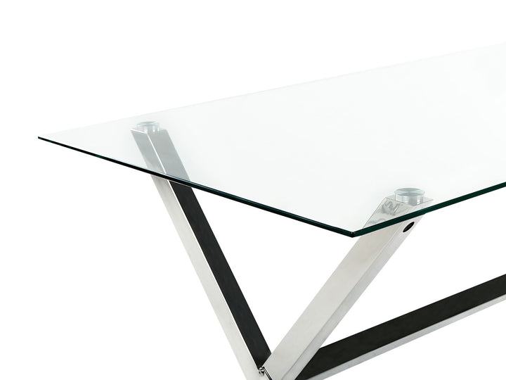 Glass Top Dining Table 130 x 70 cm Silver Fung