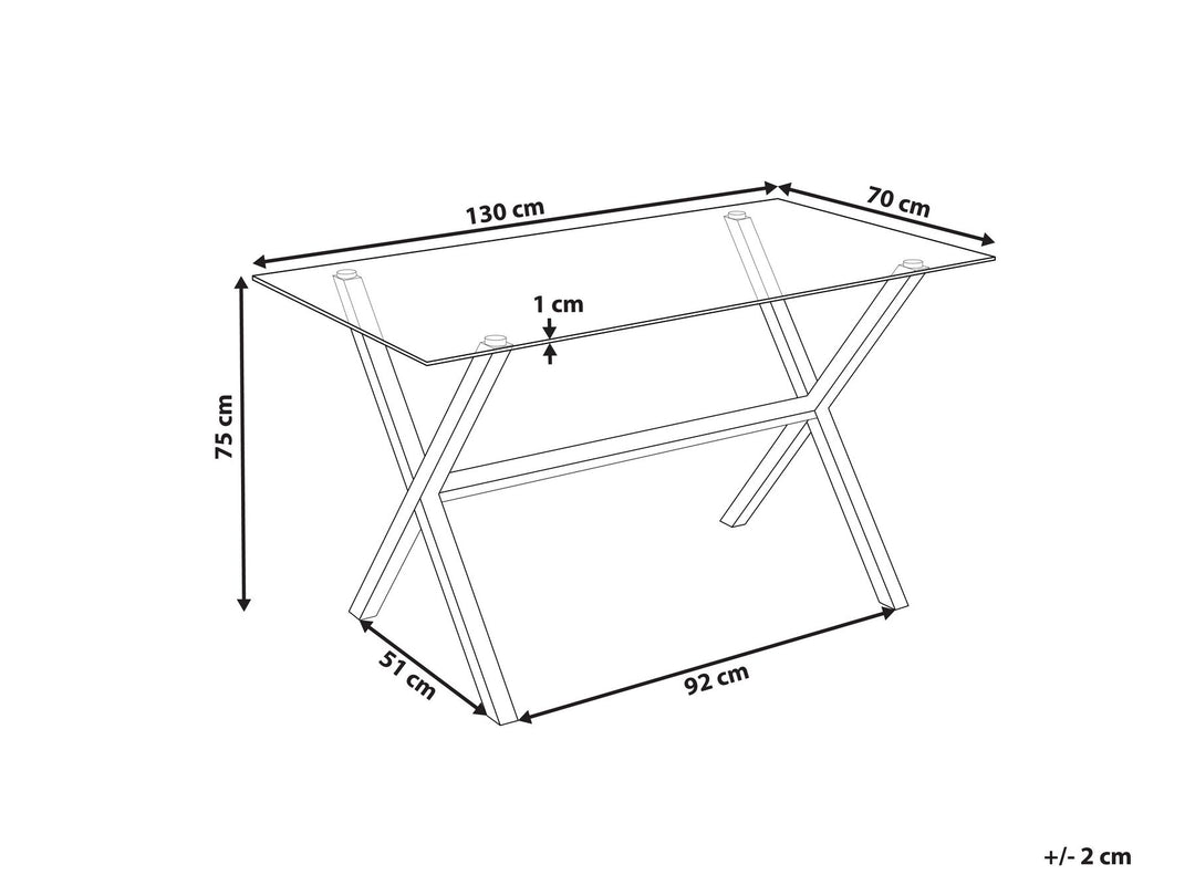 Glass Top Dining Table 130 x 70 cm Silver Fung