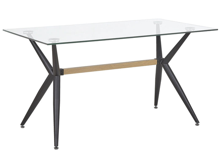 4 Seater Glass Top Dining Table Black Lamberto