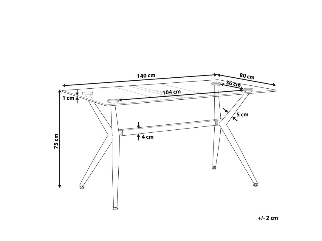 4 Seater Glass Top Dining Table Black Lamberto