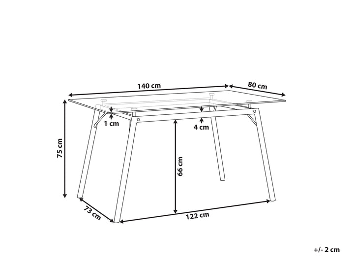 4 Seater Glass Top Dining Table Darielle