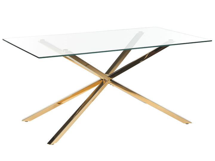 Glass Top Dining Table 160 x 90 cm Gold Cullompton