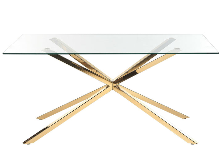 Glass Top Dining Table 160 x 90 cm Gold Cullompton