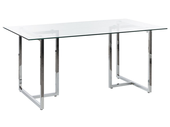 Glass Top Dining Table 160 x 90 cm Silver Yoakum