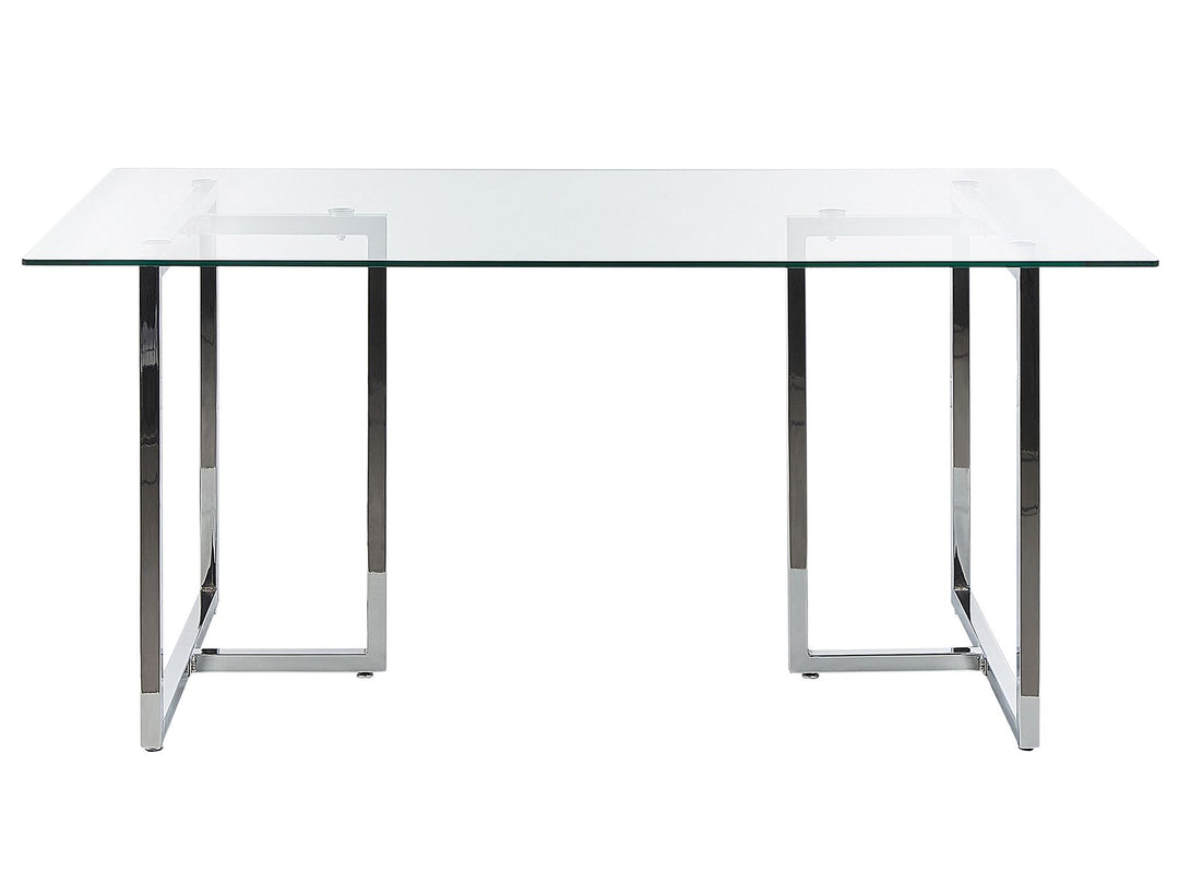 Glass Top Dining Table 160 x 90 cm Silver Yoakum