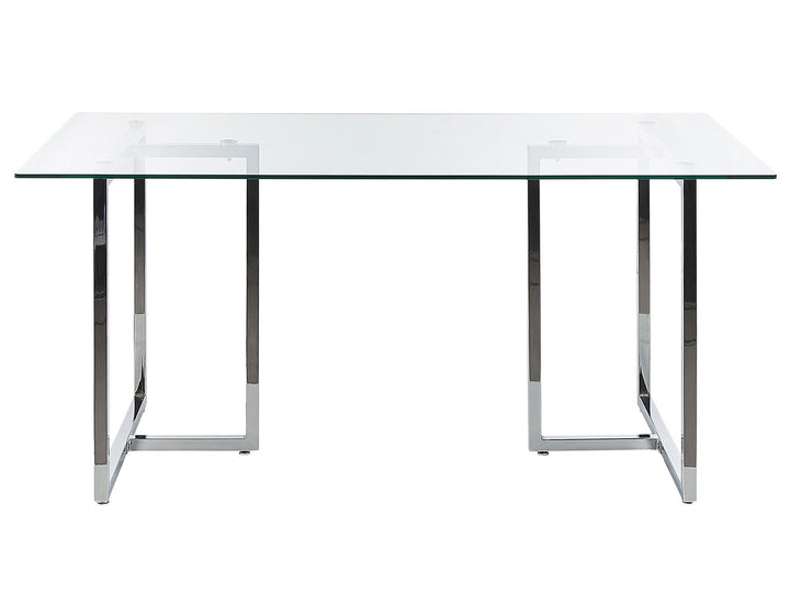 Glass Top Dining Table 160 x 90 cm Silver Yoakum