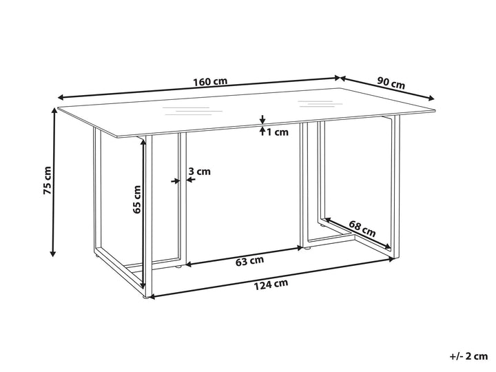 Glass Top Dining Table 160 x 90 cm Silver Yoakum