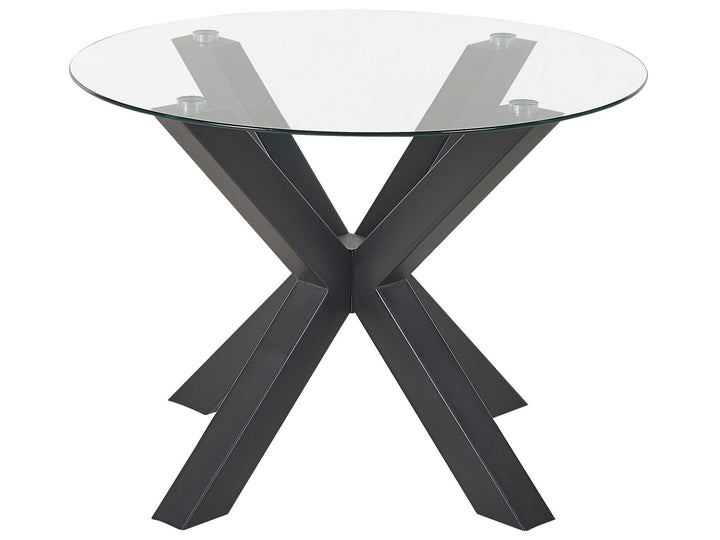 Glass Top Round Dining Table ⌀ 100 cm Black Chelmscote