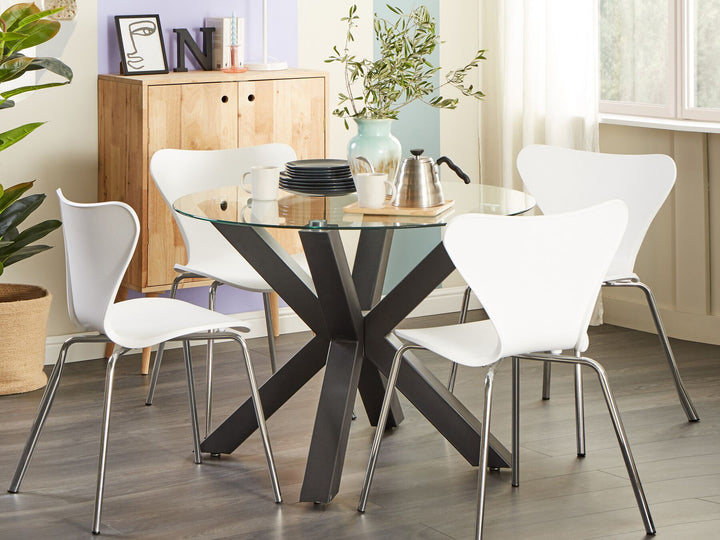 Glass Top Round Dining Table ⌀ 100 cm Black Chelmscote