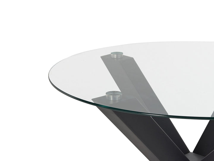 Glass Top Round Dining Table ⌀ 100 cm Black Chelmscote