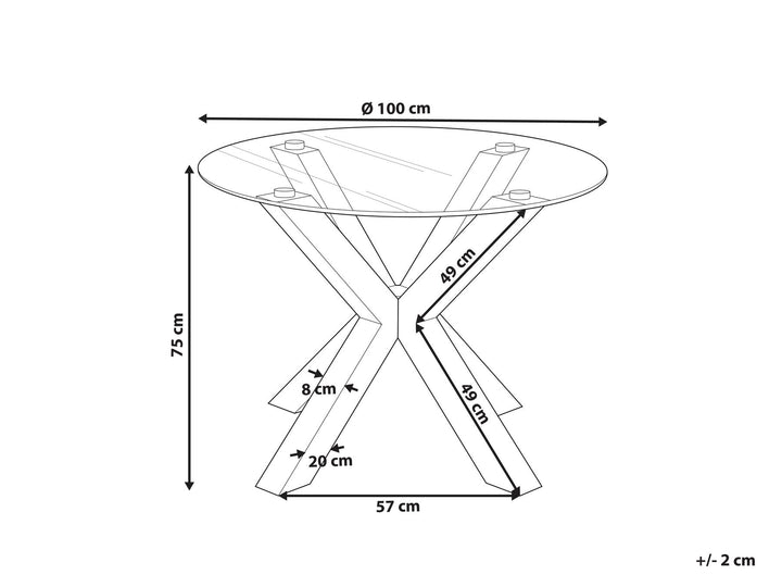 Glass Top Round Dining Table ⌀ 100 cm Black Chelmscote