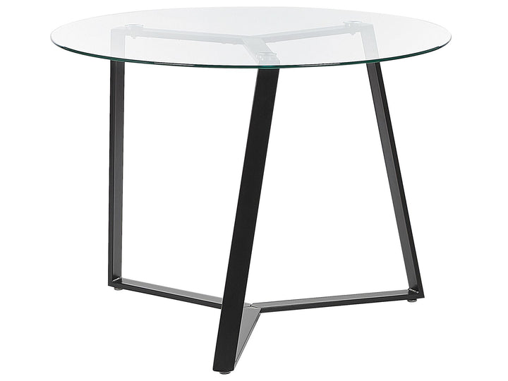 4 Seater Glass Top Round Dining Table Black Conklin