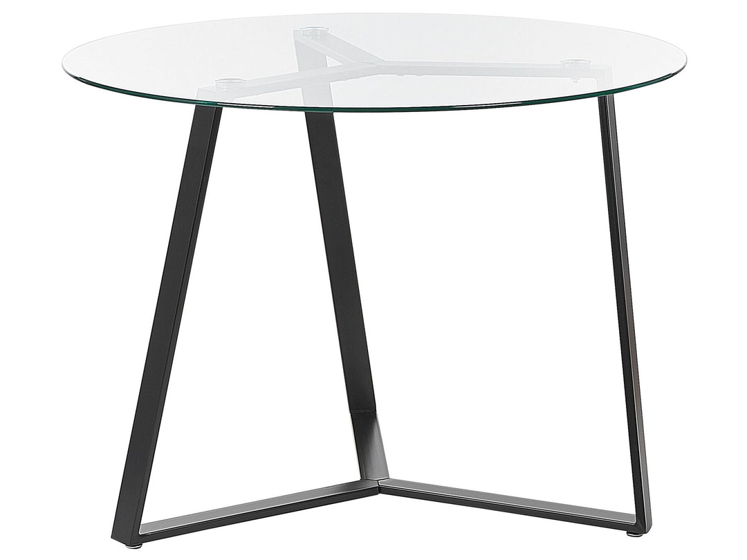 4 Seater Glass Top Round Dining Table Black Conklin