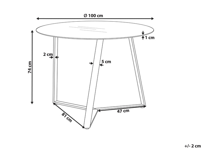 4 Seater Glass Top Round Dining Table Black Conklin