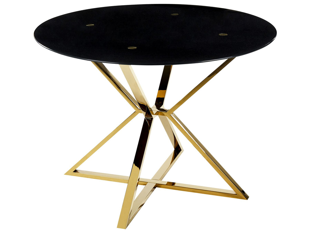 Glass Top Round Dining Table ⌀ 105 cm Black and Gold Bosco