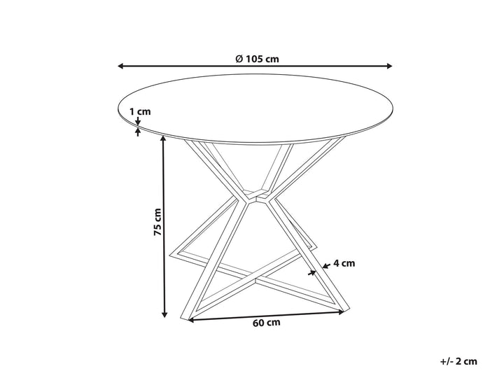 Glass Top Round Dining Table ⌀ 105 cm Black and Gold Bosco