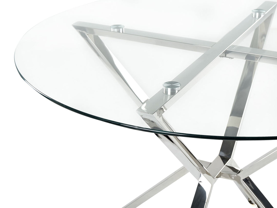 Glass Top Round Dining Table ⌀ 105 cm Silver Bosco