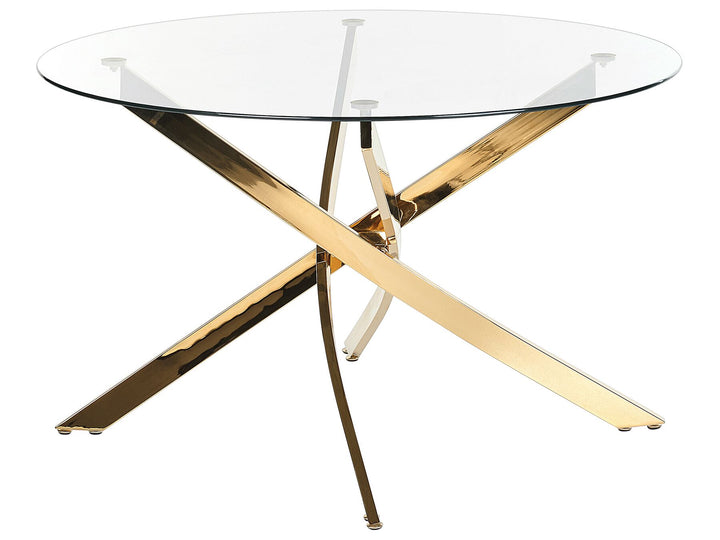 4 Seater Glass Top Round Dining Table Gold Tierra