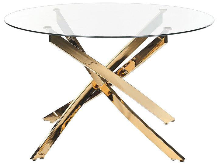 4 Seater Glass Top Round Dining Table Gold Tierra