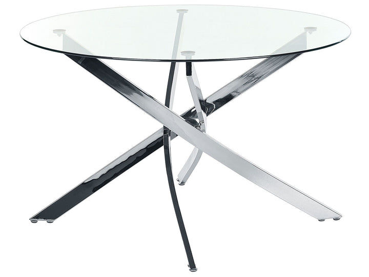 Glass Top Round Dining Table ⌀ 120 cm Silver Tierra