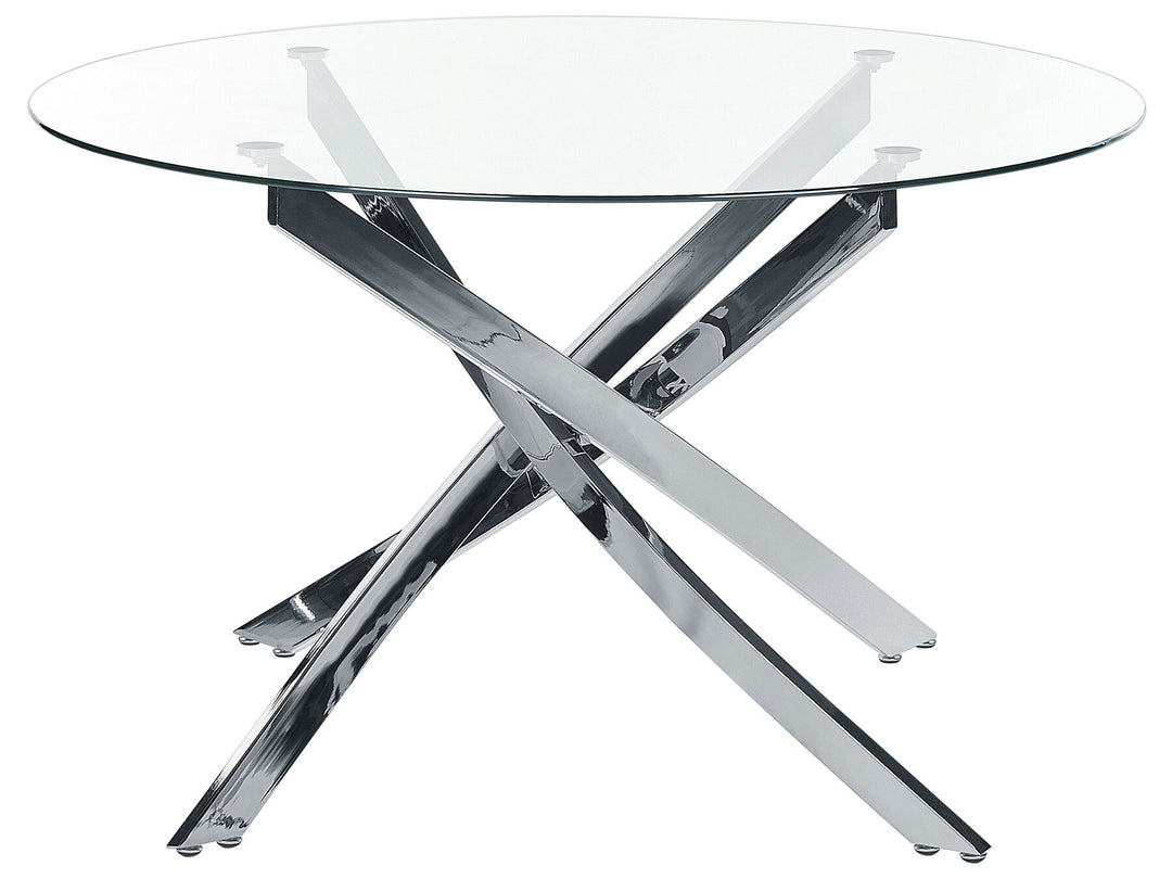 Glass Top Round Dining Table ⌀ 120 cm Silver Tierra