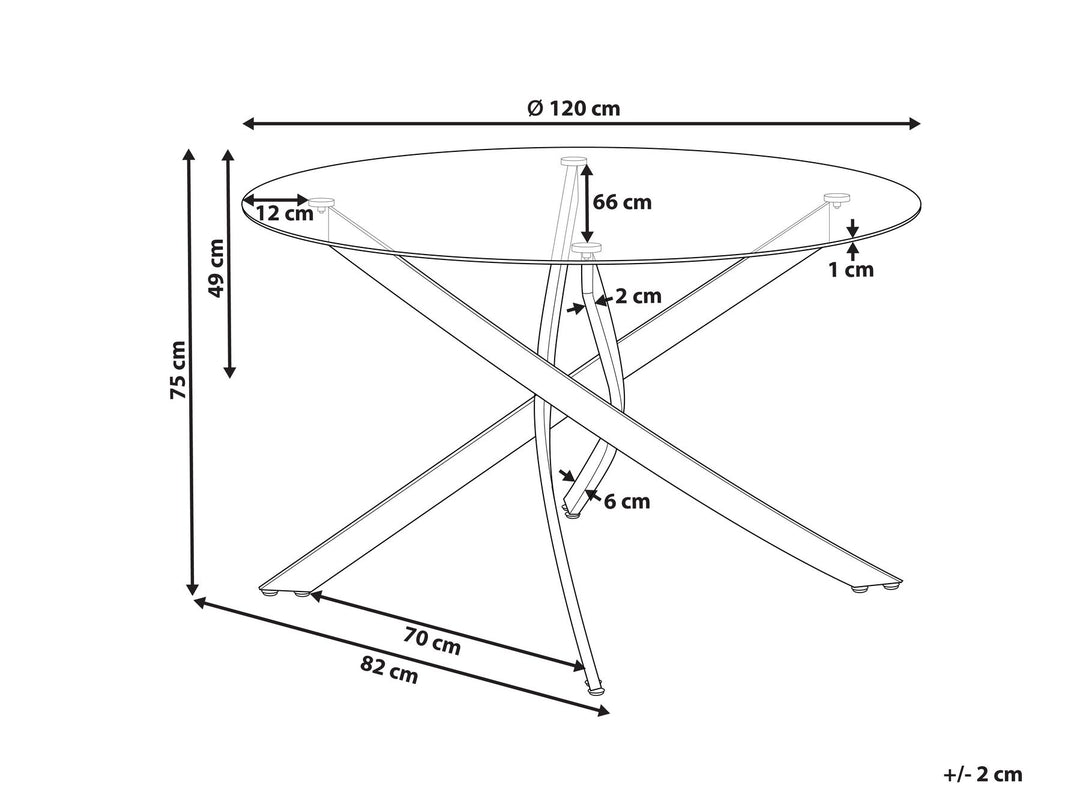 Glass Top Round Dining Table ⌀ 120 cm Silver Tierra