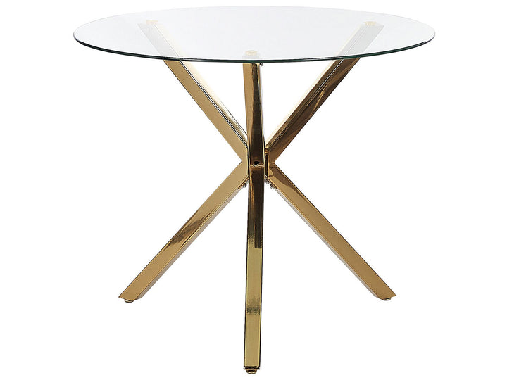 4 Seater Glass Top Round Dining Table Gold Zamir