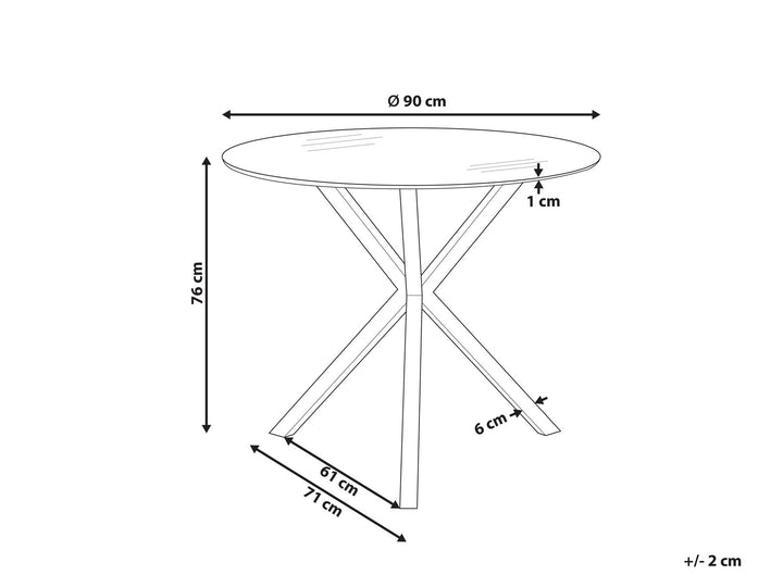 4 Seater Glass Top Round Dining Table Gold Zamir