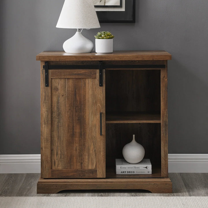 Grooved Door Accent Cabinet Rustic Oak Willington