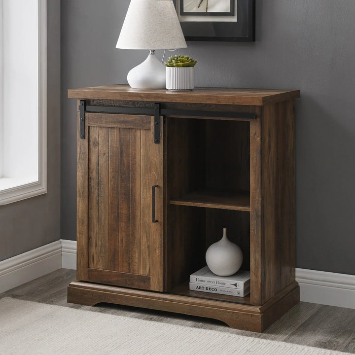 Grooved Door Accent Cabinet Rustic Oak Willington