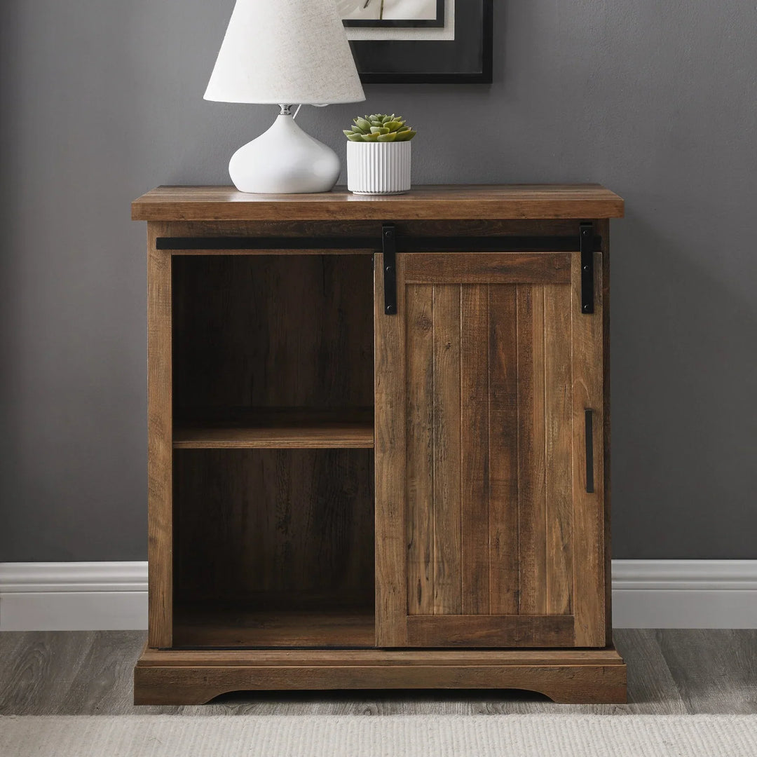 Grooved Door Accent Cabinet Rustic Oak Willington