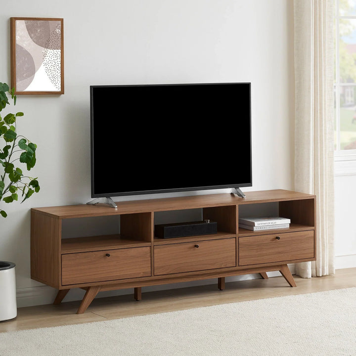 Modern 3 Door TV Stand Mocha Weathers