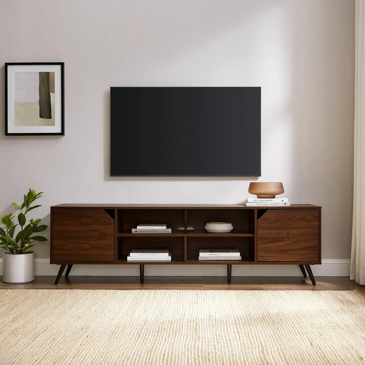 Modern Angular TV Stand Dark Walnut Taft