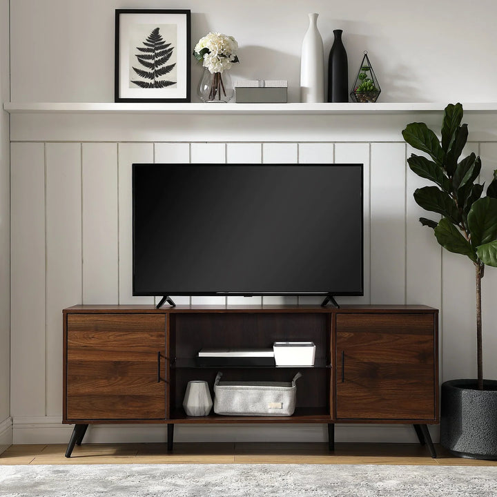 2 Door TV Stand Dark Walnut Ansted