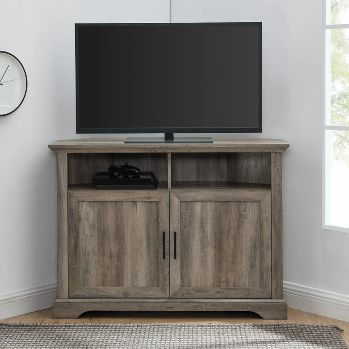 2 Door Corner TV Stand Grey Wash Ulla