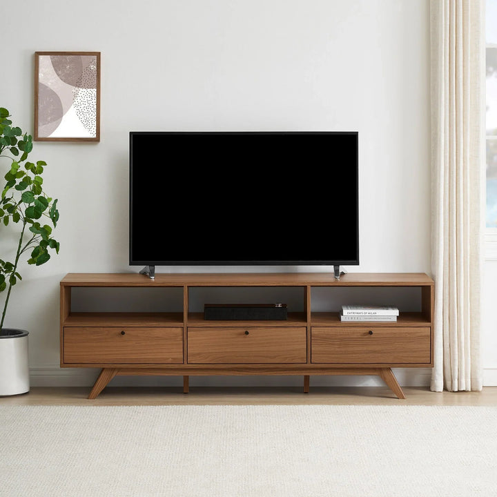 Modern 3 Door TV Stand Mocha Weathers