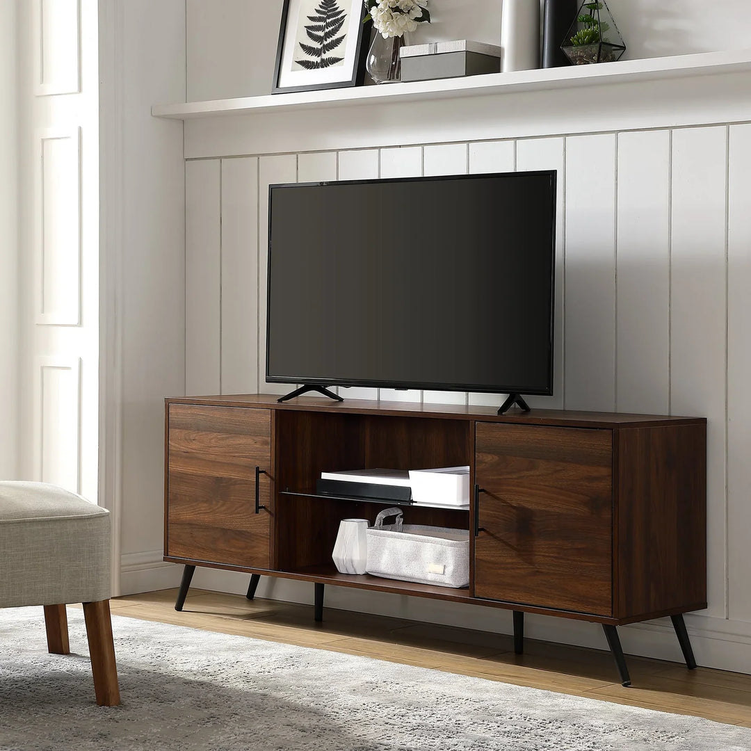 2 Door TV Stand Dark Walnut Ansted