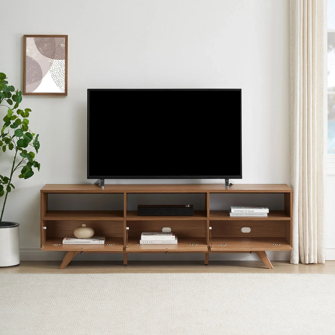 Modern 3 Door TV Stand Mocha Weathers