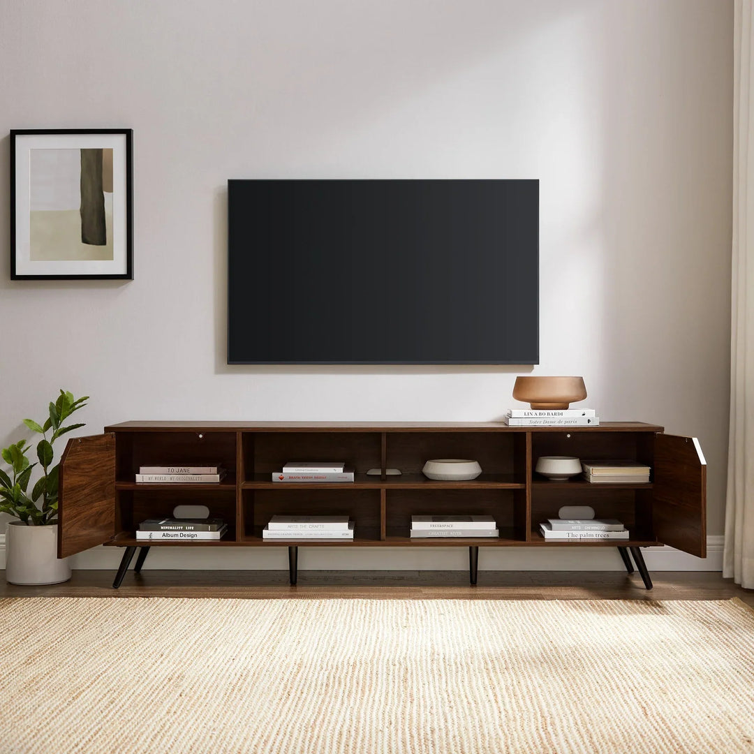 Modern Angular TV Stand Dark Walnut Taft