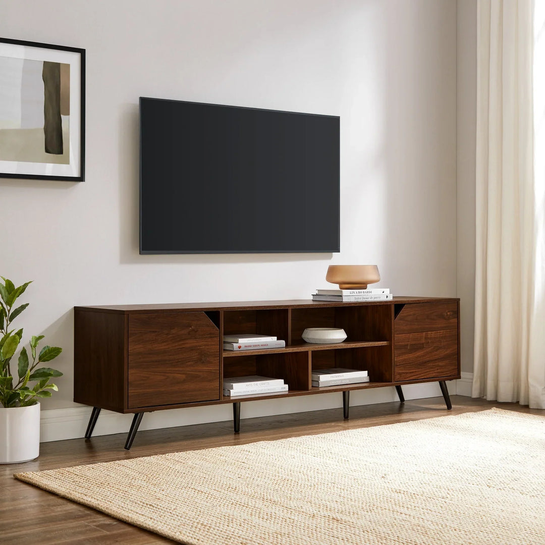 Modern Angular TV Stand Dark Walnut Taft