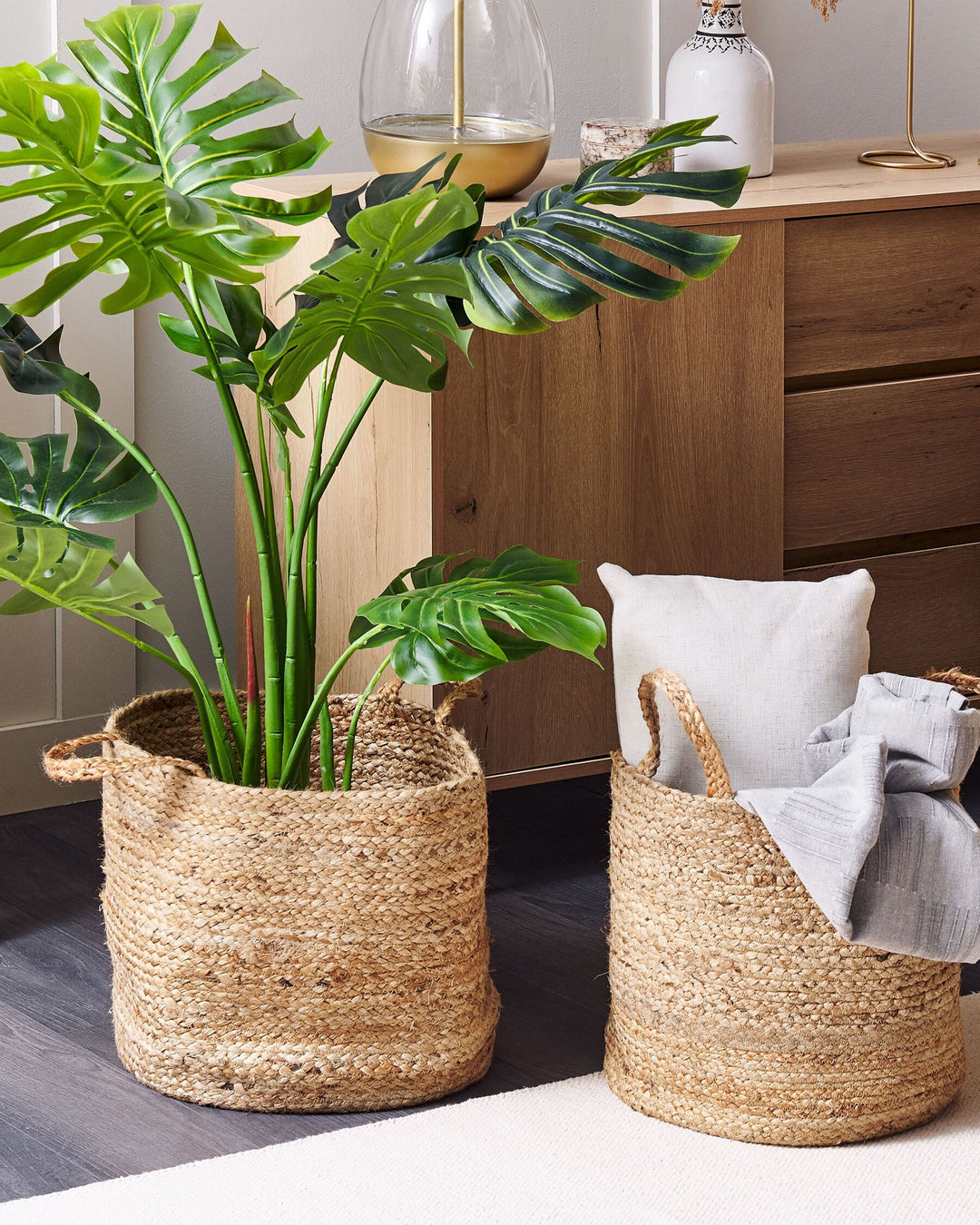 Set of 2 Jute Baskets Sand Beige Kaella