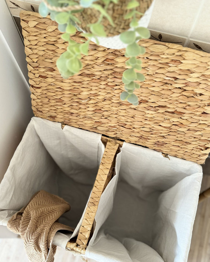 Water Hyacinth Basket with Lid Light Langson