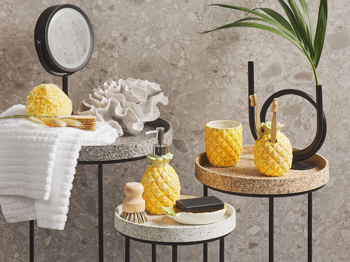 Ceramic 4-Piece Bathroom Accessories Set Pineapple Yellow Maicao