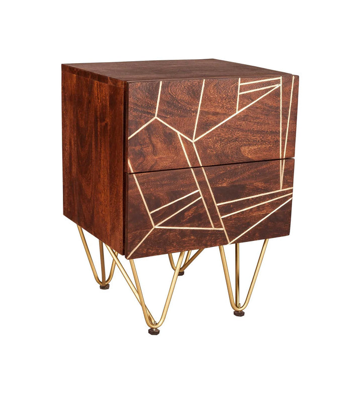 2 Drawer Side Table Dark Gold