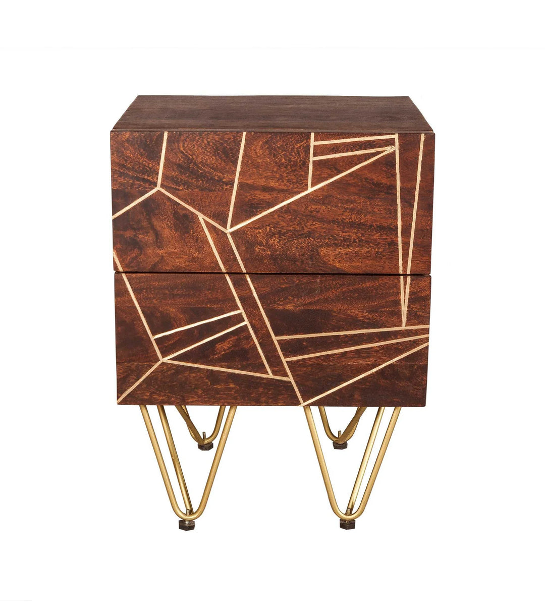 2 Drawer Side Table Dark Gold